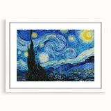 Textured abstract art print in blue and green tones on a white framed canvas, suitable for bedroom decor.