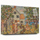 Modern Wall Art - Vibrant Coastal Scene with Houses and Figures