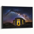 Framed canvas artwork showcasing a picturesque landscape with a castle, presented in a sleek black frame, ideal for enhancing home decor with elegance.