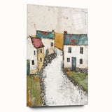 Abstract architectural wall art design printed on acrylic glass, showcasing a modern side view with vibrant colors and sleek lines, ideal for contemporary decor.