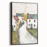 Framed abstract architecture wall art with a sleek black frame, showcasing geometric shapes and lines, perfect for modern home decor and art enthusiasts.