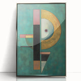 Framed acrylic artwork featuring a modern abstract geometric design in silver tones, showcasing sharp angles and fluid shapes that enhance contemporary decor.