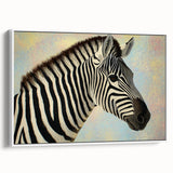 Framed canvas artwork showcasing a vibrant animal design, featuring intricate details and a sleek white border, perfect for enhancing modern home decor.