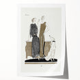 Elegant Art Deco Wall Art - Two Fashionable Women and Dog Illustration