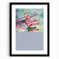 Extra large abstract art print featuring vibrant, textured colors on a black framed canvas, ideal for living room decor.