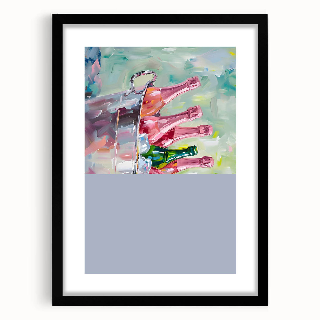 Extra large abstract art print featuring vibrant, textured colors on a black framed canvas, ideal for living room decor.