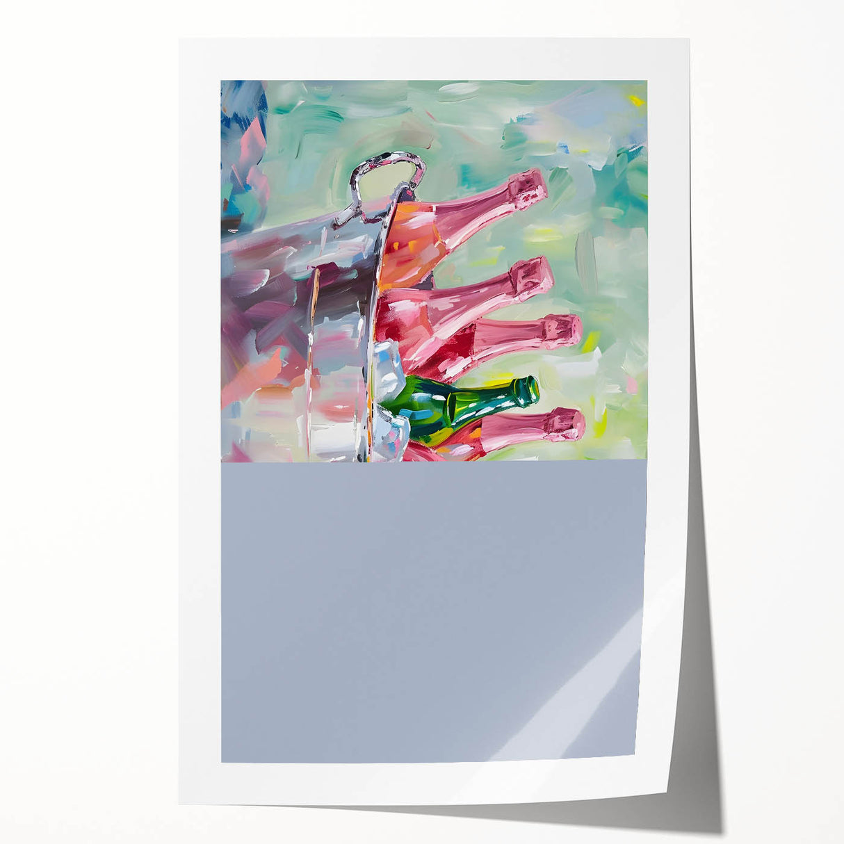 Extra large rolled print of vibrant floral art, ideal for dining room or bathroom decor.