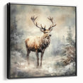 Seasonal Wall Art - Majestic Elk Winter Scene Christmas Framed Art