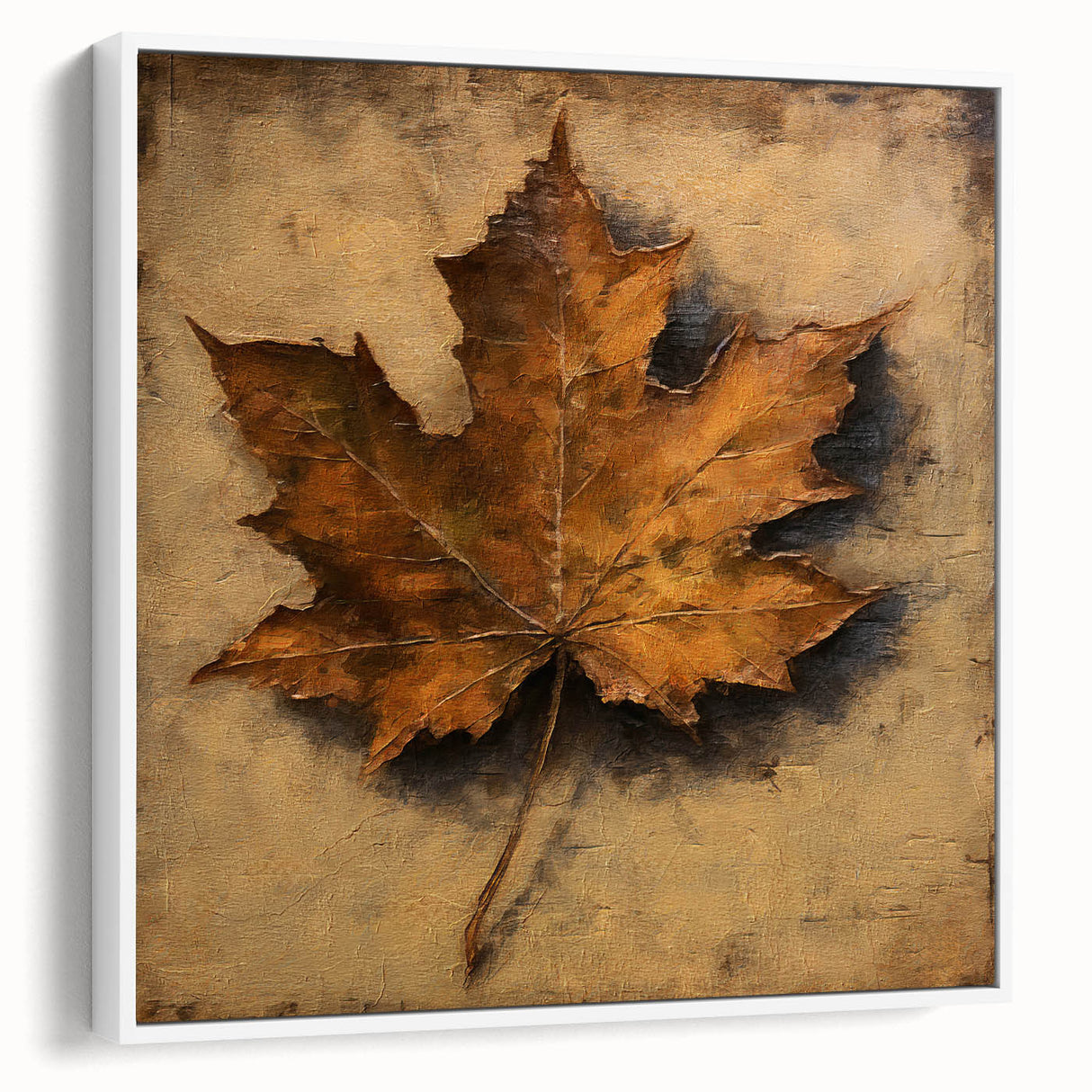 Halloween Canvas Art - Rustic Autumn Leaf Painting for Seasonal Decor