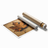 Halloween Canvas Art - Rustic Autumn Leaf Painting for Seasonal Decor