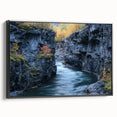 Framed landscape canvas depicting vibrant canyons with rich colors, showcasing stunning natural rock formations, perfect for home decor and art enthusiasts.