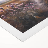 Scenic rolled canvas wall art depicting a tranquil countryside landscape with rolling hills, lush greenery, and a soft blue sky, ideal for home decor.