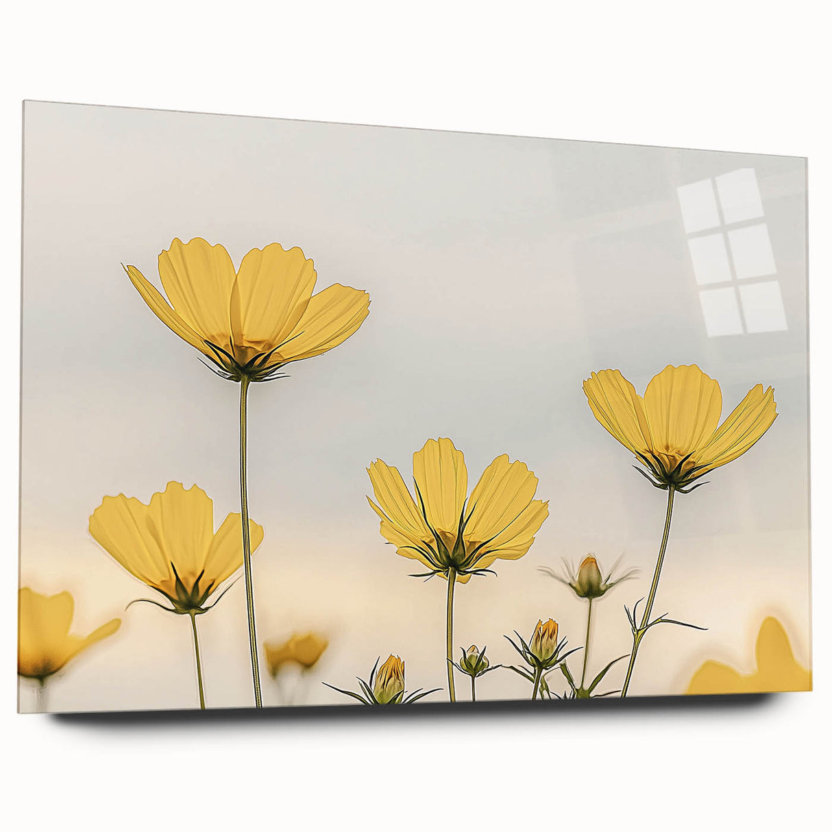 Large abstract floral art in vibrant pinks and greens on acrylic glass, ideal for bedroom or dining room decor.