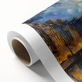 Art Deco poster of Paris scenery in pastel shades on rolled canvas, ideal for nursery wall art or dining room.
