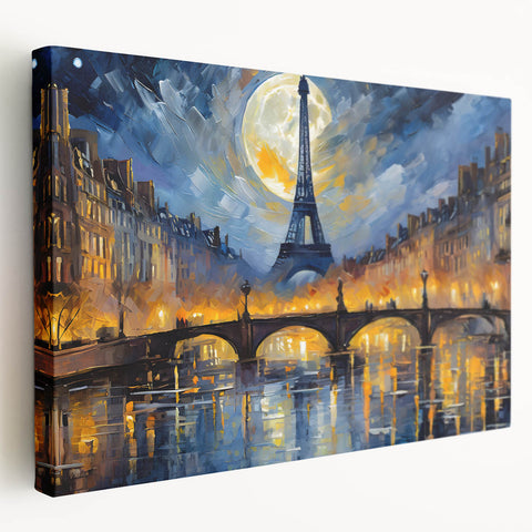 Paris skyline in muted gray tones on a large stretched canvas, suitable for kitchen wall art.
