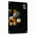 Large abstract wall art depicting autumn colors on acrylic glass, ideal for bedroom or dining room decor.