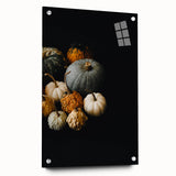 Large abstract wall art depicting autumn colors on acrylic glass, ideal for bedroom or dining room decor.