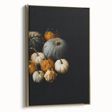 Framed canvas depicting a vintage landscape scene with autumnal trees in golden and black tones.
