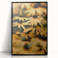 Large abstract wall art featuring swirling blue and green patterns on a black acrylic frame.