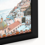 Extra large black wall art depicting a colorful, textured summer scene on framed canvas, ideal for living room decor.