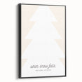 Black and white vintage poster art of a winter landscape on framed canvas, ideal for bedroom wall decor.