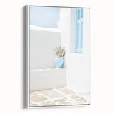 Extra large vintage poster art on canvas, featuring a colorful abstract design in a white frame.