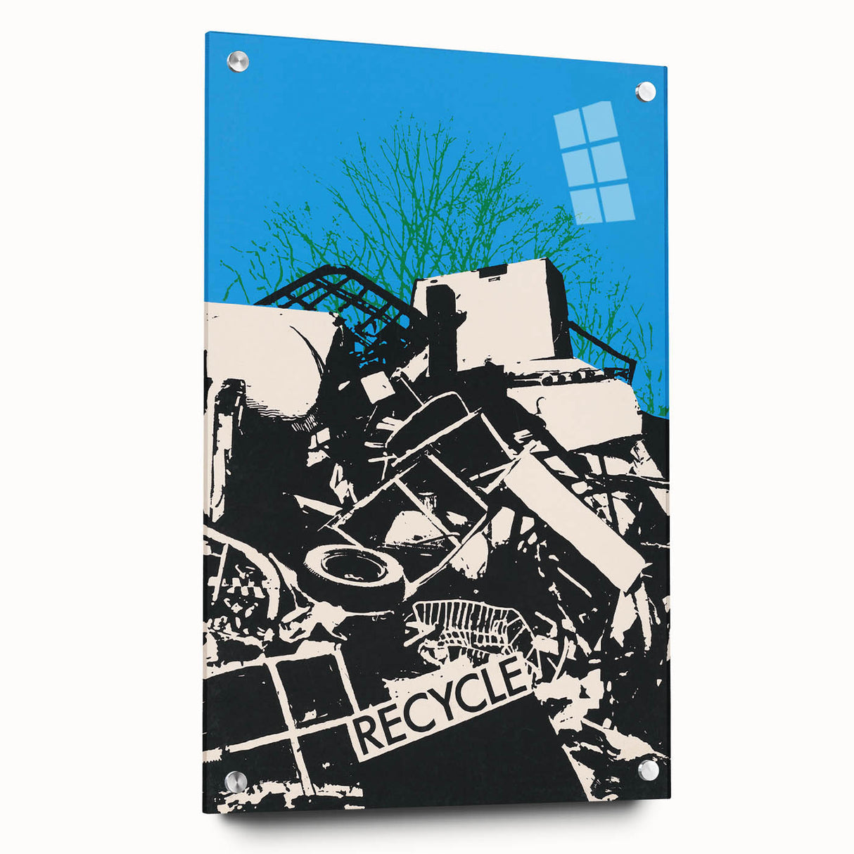 Modern Wall Art - Bold Recycle Poster with Vibrant Eco Message