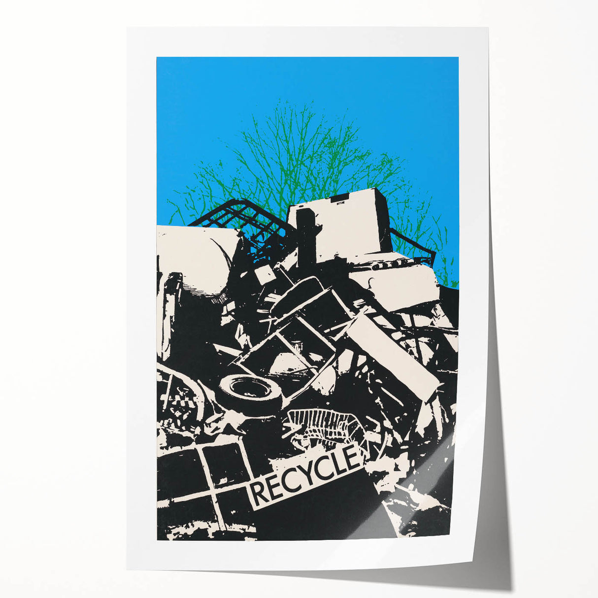 Modern Wall Art - Bold Recycle Poster with Vibrant Eco Message