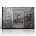 Framed acrylic artwork showcasing a stunning landscape with a castle, featuring a sleek black frame and a vibrant color palette, perfect for home decor.