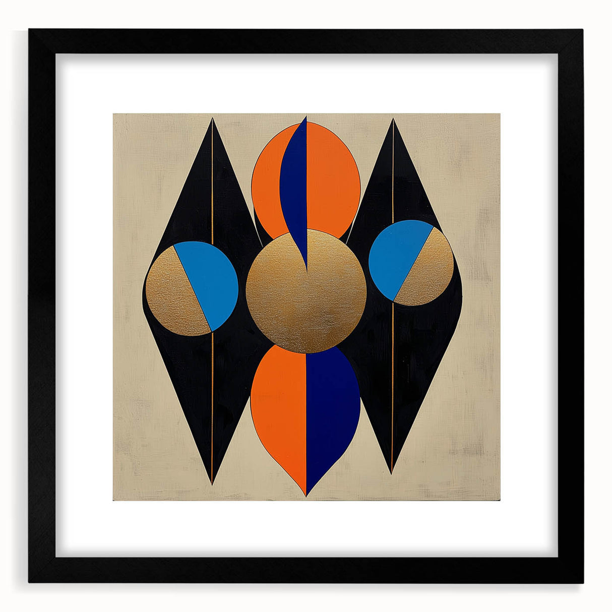 Geometric Gold and Black Bedroom Wall Art – Modern Canvas Print