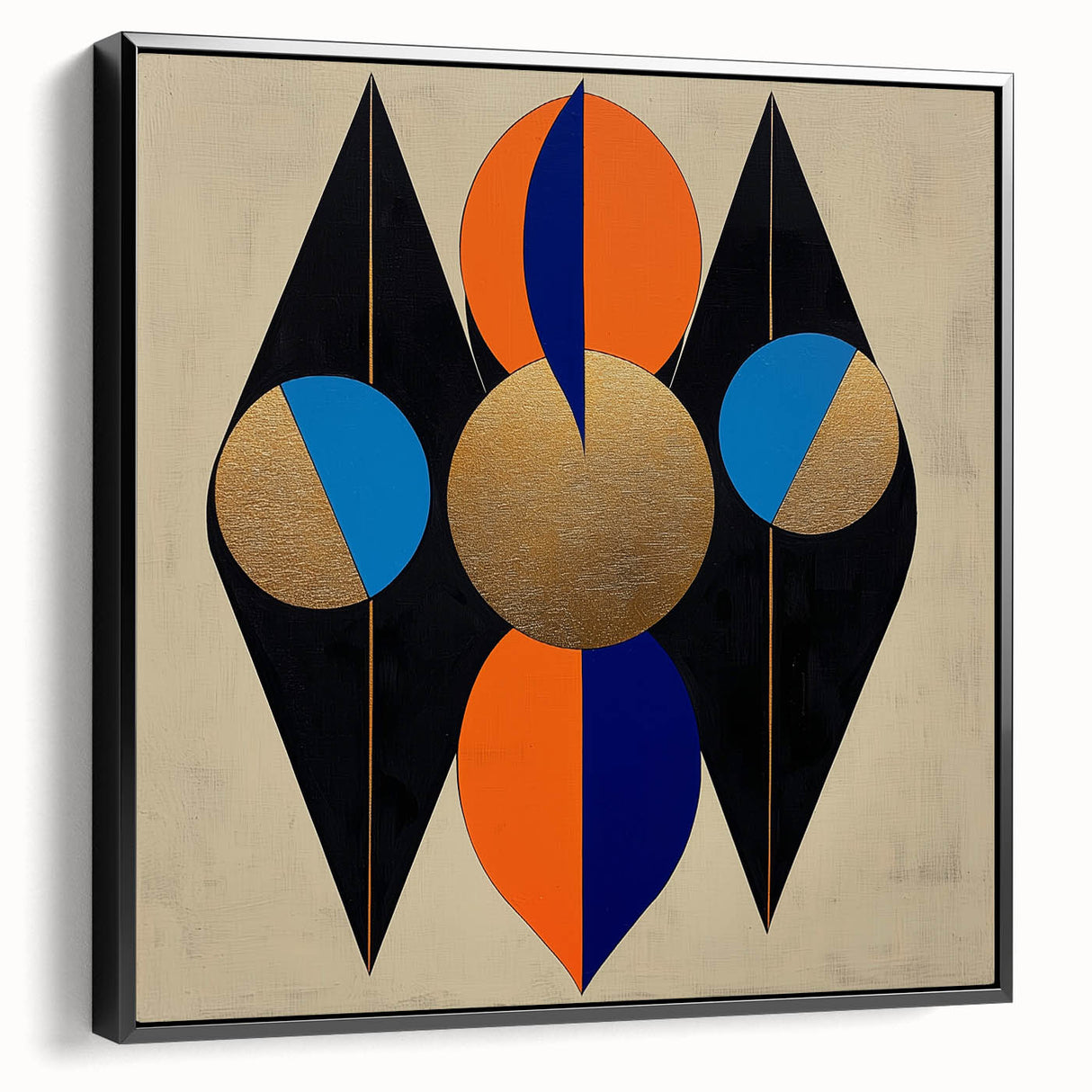 Geometric Gold and Black Bedroom Wall Art – Modern Canvas Print