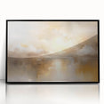 Framed abstract landscape wall art in black acrylic, showcasing fluid shapes and earthy tones, perfect for modern home decor or office settings.