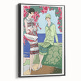 Charming Art Deco Wall Art - Stylish Women in Garden Setting Illustration