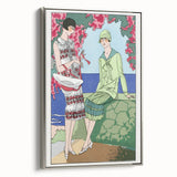 Charming Art Deco Wall Art - Stylish Women in Garden Setting Illustration