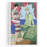Charming Art Deco Wall Art - Stylish Women in Garden Setting Illustration