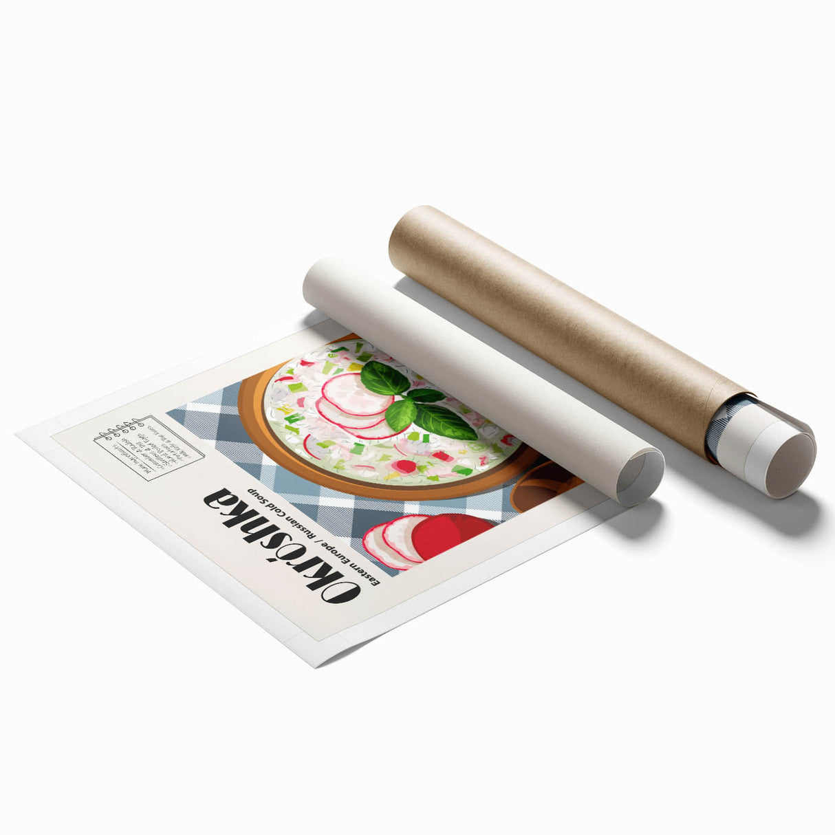 Extra large rolled print featuring an array of floral art in soft pastel shades.