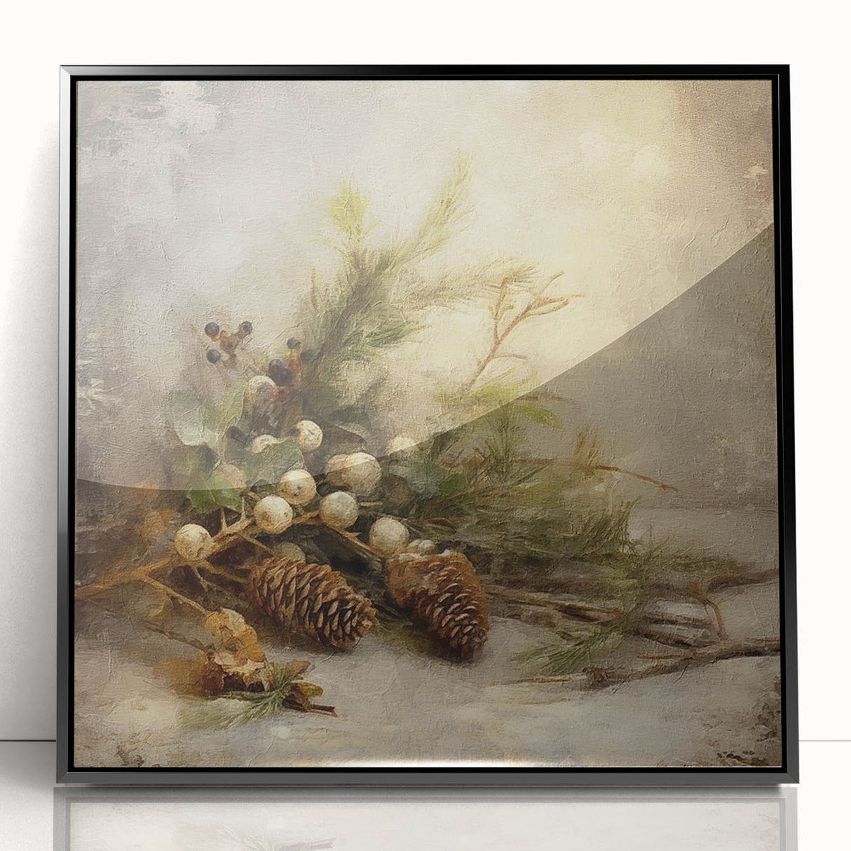 Holiday Wall Decorations - Pinecones and Berries Christmas Wall Art