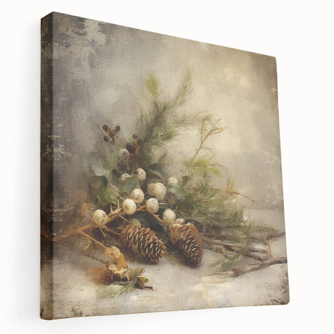 Holiday Wall Decorations - Pinecones and Berries Christmas Wall Art