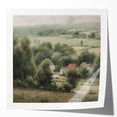 Landscape wall art print showcasing a serene countryside scene with rolling hills and vibrant greenery, designed to enhance home decor aesthetics.