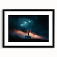 Black-framed landscape artwork showcasing serene countryside scenery with a mat, ideal for home decor. Perfect for enhancing indoor aesthetics and tranquility.