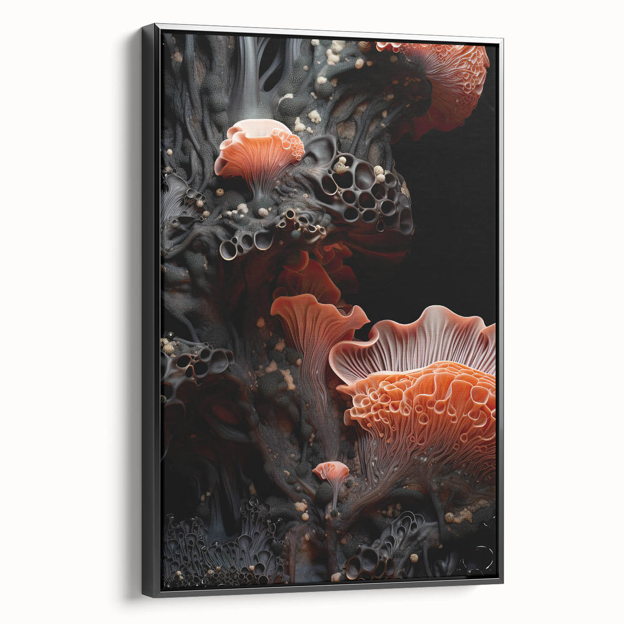 Black and white framed canvas featuring a vintage landscape painting, ideal for bedroom wall decor.