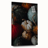 Large abstract wall art on acrylic glass depicting swirling autumn colors, ideal for bedroom or dining room decor.