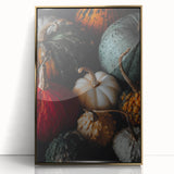 Mid-century modernist acrylic print of an abstract fall scene in gold and brown tones, ideal for modern art wall decor.