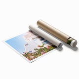 Extra large rolled canvas print featuring a vibrant floral design in pastel shades, perfect for classy bathroom wall art.