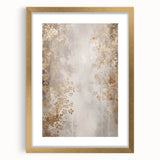Extra large abstract art print with textured design in muted blues and grays, framed in gold, suitable for living room decor.