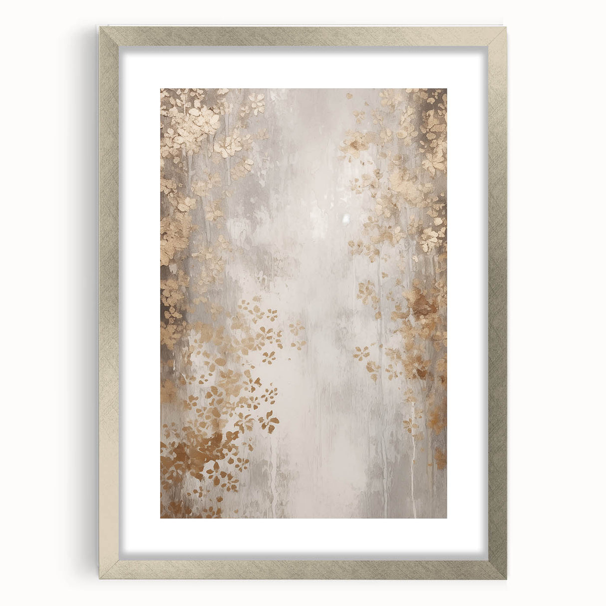 Textured art depicting abstract winter scene in muted blue and white tones, framed in silver, ideal for bedroom wall decor.