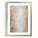 Textured art depicting abstract winter scene in muted blue and white tones, framed in silver, ideal for bedroom wall decor.