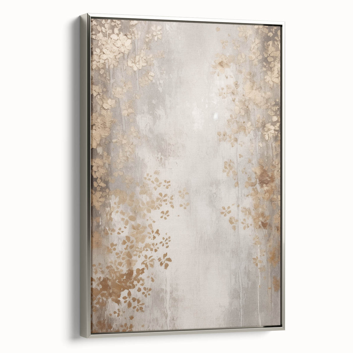 Winter landscape art painting on framed canvas, featuring muted blue and gray tones, ideal for living room decor.