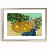 Extra large textured abstract art print depicting swirling blues and yellows on canvas, framed in silver.