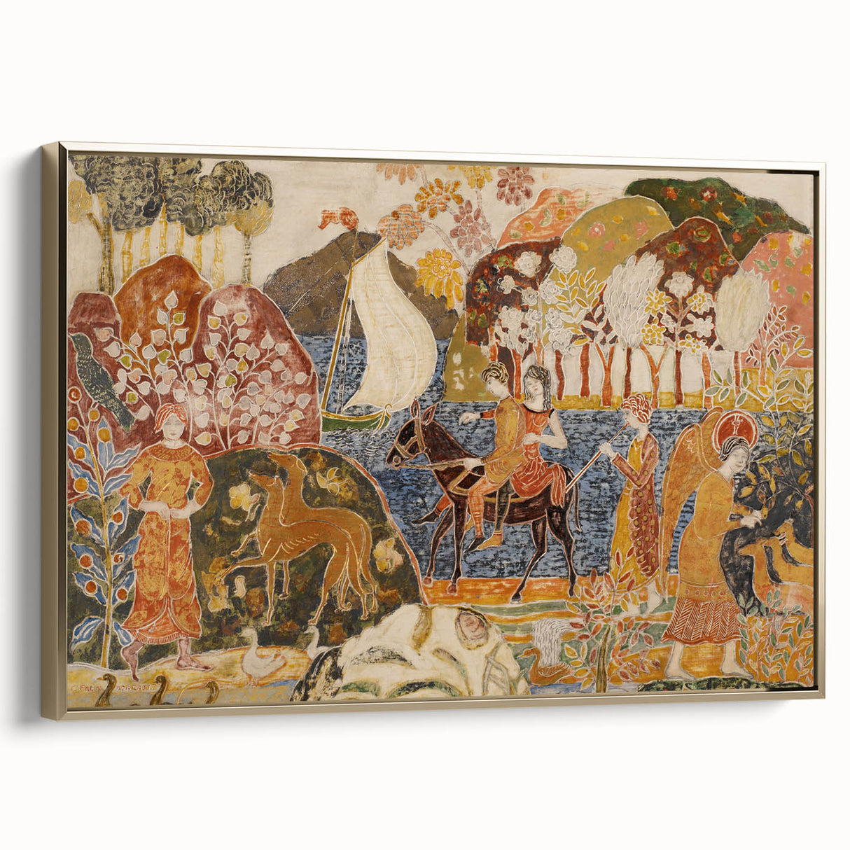 Modern Wall Art - Scenic Journey with Two Figures